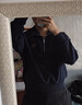 森馬（Semir）衛衣女冬半拉鏈立領(lǐng)小狗oversize條紋抓絨套頭衫疊穿101724116003 曬單實(shí)拍圖