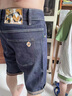 謙集（QIANJI） 深藍色牛仔短褲男2024年新款復古拼接卷邊透氣水洗彈力休閑中褲 藍色 夏季薄款 【IT5184藍色】 30 建議體重125-130斤穿 曬單實(shí)拍圖