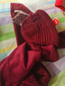 恒源祥中老年人帽子女款冬季老人加絨防寒保暖兔毛帽冬天媽媽毛線(xiàn)帽 酒紅色-六葉花 帽子+圍巾+手套 曬單實(shí)拍圖