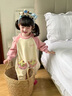 G.DUCKKIDS小黃鴨童裝女童連體睡衣春秋款兒童家居服長(cháng)袖女孩寶寶純棉空調服 粉草莓 110 尺碼4~5歲【100-110cm】cm 曬單實(shí)拍圖
