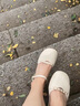 卓詩(shī)尼舒適通勤中跟粗跟一字帶搭扣中空涼鞋夏季百搭女涼鞋 米白色 36  曬單實(shí)拍圖
