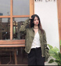 JEEP SPIRIT春秋季飛行員夾克女棒球服寬松bf韓版學(xué)生情侶外套短款男女上衣 有內襯-軍綠色-拉鏈口袋 金色拉 M 女 (女生90-105斤穿) 曬單實(shí)拍圖