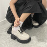 珂卡芙（KEKAFU）單鞋女鞋厚底樂福鞋女鞋2024春季新款英倫日系jk小皮鞋高跟鞋子女 米白色 37 曬單實拍圖