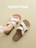 奧古獅登（Agsdon）拖鞋女夏季新款平底外穿時(shí)尚涼拖女復古沙灘拖鞋 452120 米色 39 曬單實(shí)拍圖