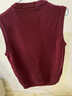 鄂爾多斯市純山羊絨男加厚背心秋冬款無(wú)袖馬甲針織V領(lǐng)一體絨坎肩 酒紅 XL 175建議140-155斤 曬單實(shí)拍圖