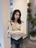 翻領(lǐng)褶皺打底衫長(zhǎng)袖t恤女2025新款春秋薄款修身外穿不規(guī)則上衣服 卡其色 M （80-95斤） 曬單實(shí)拍圖