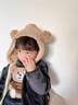 迪士尼寶寶男寶寶冬裝加絨加厚三件套小孩衣服冬天嬰兒保暖套裝洋氣一歲童裝 灰色兔毛熊三件套 加絨 90 曬單實(shí)拍圖
