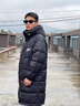 棉衣男冬季加絨加厚中長款純色印花連帽男士棉服中青年保暖外套男 黑色 M 曬單實(shí)拍圖