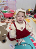 G.DUCKKIDS小黃鴨女童套裝春秋款連衣裙周歲女寶寶公主裙禮服兒童秋冬兩件套 紅色春秋套裝（花朵款夾子） 90 尺碼1~2歲【 80-90cm】 曬單實(shí)拍圖