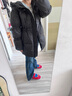 艾萊依（ERAL）鵝絨新款羽絨服短款收腰時(shí)尚連帽設(shè)計(jì)感冬季外套女 炭黑 S 155【建議80-110斤】 曬單實(shí)拍圖