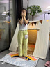 歐因兒童小屋可睡覺(jué)男孩韓式帳篷室內三角男女孩屋小房子城堡加厚帆布 實(shí)木-三角厚帆布帳篷小串燈+小彩 120x120x104cm 曬單實(shí)拍圖