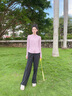 徽格兒（phigeer）秋季羽毛球服女運動(dòng)套裝新款寬松顯瘦闊腿褲網(wǎng)球服長(cháng)袖戶(hù)外跑步服 粉紫兩件套（黑褲） M 曬單實(shí)拍圖