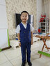 蘿卜唄唄（LUOBOBEIBEI）兒童禮服2025春夏款男童英倫條紋馬甲演出服套裝 藏青四件套 130 曬單實拍圖