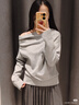 UR2025秋季新款女裝格雷系連帽抽繩雙拉鏈針織開(kāi)衫UYV950020 中灰 M 曬單實(shí)拍圖