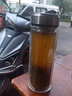 明徽（MINGHUI）雙層玻璃杯大容量杯子男士耐高溫泡茶杯茶水分離玻璃杯可定制水杯 1000ML本黑色【超大容量+杯套】 高硼硅玻璃+30天非人為炸裂包賠 曬單實(shí)拍圖