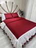 水晶家紡法式浪漫婚慶純棉長(cháng)絨棉四件套蕾絲花邊被套紅色結婚床品 米蘭達-紅 1.5床單款四件套：被套200x230cm 曬單實(shí)拍圖