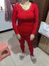 莫代爾秋衣秋褲女士美體修身V領(lǐng)緊身打底線(xiàn)衣線(xiàn)褲薄款恒溫保暖內衣套裝 AA22大紅色 均碼 【適合體重80-150斤】 曬單實(shí)拍圖