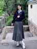 茵曼（INMAN）2025秋冬女裝新款學(xué)院風(fēng)polo領(lǐng)假兩件麻花毛衣英倫針織 藏青 L 曬單實(shí)拍圖