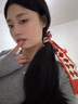 虔生緣紅色發(fā)帶絲巾飄帶綁發(fā)扎發(fā)帶復(fù)古綁包包裝飾綁帶絲帶頭飾禮物 紅色-菱形格 曬單實拍圖