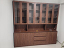 簡(jiǎn)穆ENF橡木實(shí)木玻璃門(mén)書(shū)柜客廳胡桃色背景墻書(shū)櫥整墻八九十門(mén)展示柜  2.5米長(cháng)書(shū)柜 2.4米高-ENF母嬰級環(huán)?？咕鹉?曬單實(shí)拍圖