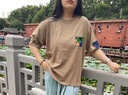 萌菲思胖女人200斤加肥加大碼女裝胖妹妹寬松遮肚子顯瘦上衣夏季新款韓 卡其 XL【建議150-200斤】 曬單實拍圖