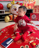 G.DUCKKIDS小黃鴨一周歲禮服男寶寶抓周衣服女?huà)雰喊偬鞚M(mǎn)月唐裝中國風(fēng)套裝 紅色三件套 73 尺碼建議3-6個(gè)月12-16斤 曬單實(shí)拍圖