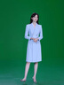 勤度播音主持藝考服裝女西裝高檔主持人女禮服職業(yè)正裝海藍色裙感長(cháng)袖 藍色西裝連衣套裙 M 曬單實(shí)拍圖