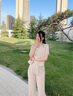 晨芙小個(gè)子西裝外套女夏薄款休閑短袖職業(yè)裝氣質(zhì)正裝短款無(wú)領(lǐng)西服套裝 單件杏色外套 XL 建議110-120斤 曬單實(shí)拍圖