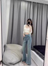 紅蜻蜓開叉喇叭牛仔褲女款2025年春裝新款高腰顯瘦修身微喇褲長褲喇叭褲 淺藍(lán)色長褲- 常規(guī) L 曬單實拍圖