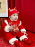 優(yōu)奇喜慶嬰兒滿(mǎn)月服加絨加厚寶寶連體衣秋冬紅色過(guò)年衣服拜年保暖棉衣 福瑞祥龍年服【不含配飾】 66cm 曬單實(shí)拍圖