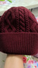恒源祥100%純羊毛毛線(xiàn)帽男女通用針織帽冬季新款保暖御寒帽子生日禮物 酒紅 均碼(52-56cm) 曬單實(shí)拍圖