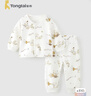 童泰（TONGTAI）寶寶秋衣套裝春秋季純棉嬰兒衣服男女童秋褲睡衣家居服綠色90cm 曬單實(shí)拍圖