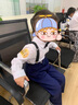 耀王兒童禮服春夏季男童西裝背帶套裝花童鋼琴演出服 AMW-LB19111 黑色套裝 130 曬單實(shí)拍圖