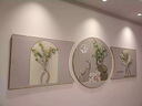 有介客廳裝飾畫北歐創(chuàng)意綠植三聯(lián)畫高檔現(xiàn)代簡(jiǎn)約沙發(fā)背景墻掛畫奶油 [吉象如意]-[瓷磚墻面聯(lián)系客 左右80*60中間直徑80厘米金色框 曬單實(shí)拍圖
