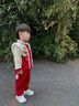 班喜迪兒童漢服套裝冬裝女童過(guò)年拜年服寶寶周歲禮服男童新年裝唐裝冬季 紅色 90 cm 曬單實(shí)拍圖