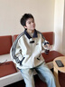 主意范（ZHUYIFAN）美式條紋休閑開衫衛(wèi)衣男春秋新款潮牌學(xué)院風(fēng)情侶百搭運(yùn)動夾克外套 A001-W5089白灰(高品質(zhì)升級版） XL 125-145斤 曬單實(shí)拍圖