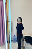 范思藍恩趣味刺繡撞色假兩件針織衫女秋季2025新款修身長(cháng)袖3297 藏青色 M 曬單實(shí)拍圖