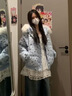 詩(shī)丹蕊學(xué)院風(fēng)甜美毛領(lǐng)藍色連帽棉服外套女冬季新款百搭蝴蝶結羽棉襖絨 藍色 均碼 【可備注碼數】 曬單實(shí)拍圖