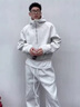 牧唯美式半拉鏈立領(lǐng)衛衣男款秋季小眾解構外套cleanfit重磅硬挺連帽衫 白灰色 XL [建議130-150斤] 曬單實(shí)拍圖
