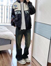 WHIM NASA男士皮衣夾克春季外套男秋冬季加絨棉服騎行機車服棒球服美式復古 黑色 2XL 曬單實拍圖