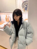 妍莉芬（yanlifen）羽絨棉服女短款2024年冬季新款加厚小個子羽棉襖絨服女棉衣外套 灰藍色 S 85-105斤 曬單實拍圖