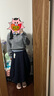 茵曼（INMAN）2025秋冬女裝新款撞色雙層領(lǐng)毛衣長(cháng)袖針織衫 灰色 78.8%聚酯纖維10.4%腈綸 L 曬單實(shí)拍圖