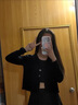 矜持范2025新款春秋針織衫女韓版短款V領(lǐng)內(nèi)搭長袖薄款毛衣外套外搭 黑色 S 曬單實(shí)拍圖