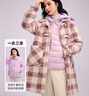 鴨鴨（YAYA）羽絨服女中長(cháng)款冬季新款韓版加厚格子大衣保暖外套真兩件XB 紫色 M (160) 曬單實(shí)拍圖