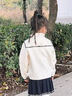 拉比女童套裝秋冬寶寶棉線海軍翻領(lǐng)上衣禮服公主裙學(xué)院風(fēng)百褶裙 深藍(lán) 120 曬單實(shí)拍圖