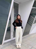 黎依奴（LISLAVE）美式香蕉運(yùn)動(dòng)褲女衛(wèi)褲2024秋冬新款垂感寬加絨加厚拖地休閑闊腿褲 杏色 常規(guī) 【6856】 XL （建議120-135斤） 曬單實(shí)拍圖