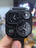 機械軍表設計潮牌帆布手表戶(hù)外方形指南針表美式戰術(shù)潮表黑色 曬單實(shí)拍圖