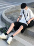 魄克排扣短褲男生夏季新款美式潮牌外穿運(yùn)動(dòng)五分中褲寬松直筒休閑褲子 黑色 XL 130-150斤 曬單實(shí)拍圖