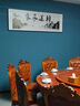 中式字畫酒館裝飾畫餐廳飯店包間包廂掛畫背景墻面壁畫餐桌書法畫 多碰杯常見面 30*90金色邊框布紋膜 曬單實(shí)拍圖