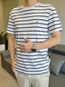 Tommy Hilfiger【條紋修身】春夏男裝休閑通勤彈力圓領(lǐng)內搭打底短袖T恤上衣 白黑條紋YCI L （推薦：140-155斤） 曬單實(shí)拍圖